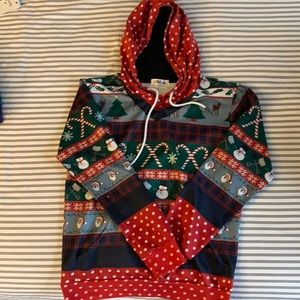 Men’s Christmas sweater / hoodie says Large on tag but fits closer to Medium